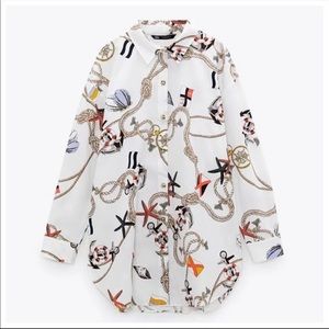 NWT zara white oversized printed size L